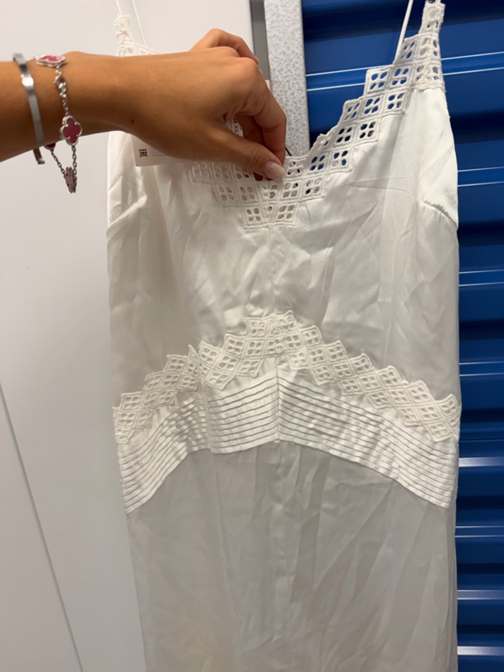 Nwt xs Zara White Lace-Trim Slip white midi   Dress - Picture 3 of 11